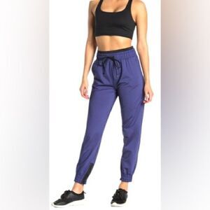 Koral Reverie Blue Drawstring Zip Leg Track Pants parachute joggers. SzS